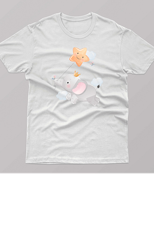 T-shirt Baby Elefante con Adorabile Palloncino a Stella - Stile Unico
