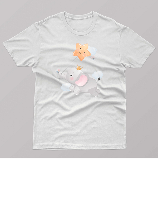 T-shirt Baby Elefante con Adorabile Palloncino a Stella - Stile Unico